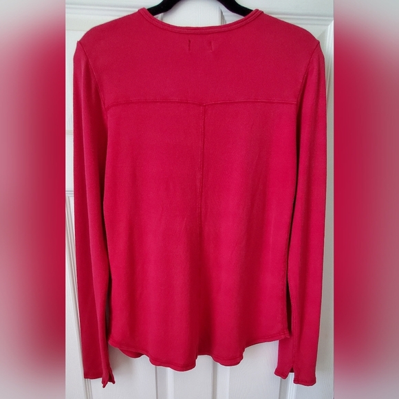 Lucky Brand Women's Red Thermal Long Sleeve Lace-Up Top Size XL - Picture 4 of 6